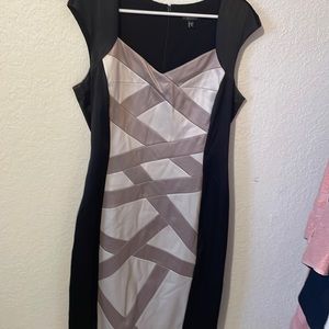 Black and silver midi dress